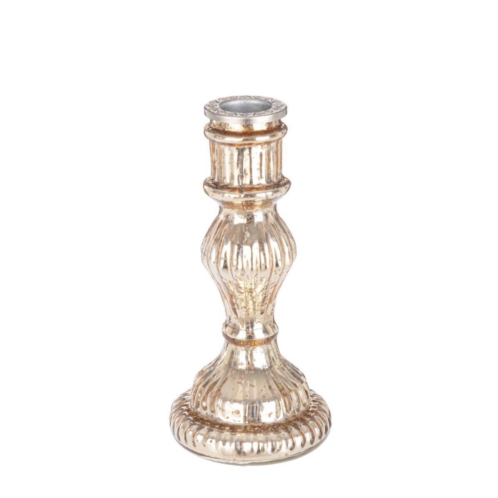 PORTACANDELA VETRO GLIMMER CHAMPAGNE